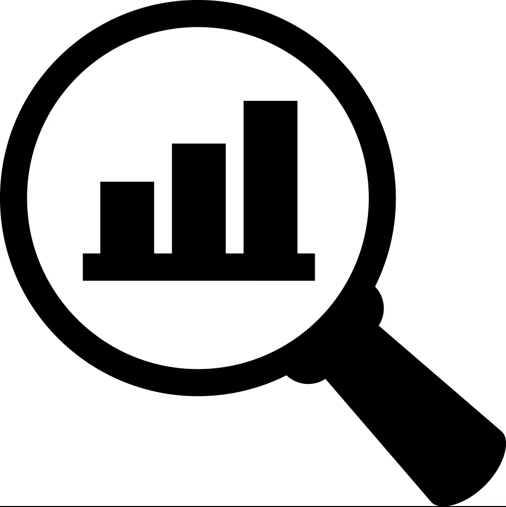 business analytics icon magnifying glass graph vector 6713145